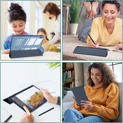 ProCase Case for Galaxy Tab S9 FE Plus/S9 FE+ 12.4 Inch 2023(SM-X610/SM-X616B)with S Pen Holder, Smart Cover with Clear Transparent Back and Soft TPU Bumper for Galaxy Tab S9 FE+ Plus -Graphite/Black in Saudi Arabia