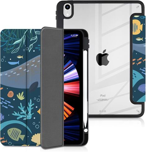 Batianda Case for 2022 iPad 10th Generation 10.9 inch [Built-in Pencil Holder] Shockproof Cover with Clear Transparent Back Shell TPU Bumper Auto Sleep/Wake, Flowers in Saudi Arabia