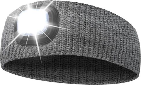 عصابة رأس LED للرياضات الخارجية، عصابة شعر منسوجة قابلة لإعادة الشحن من النوع C مع هدايا شتوية خفيفة للرجال والنساء، تمشية الكلاب، التخييم، العمل في الهواء الطلق، ركوب الدراجات، الجري في الليل in Kuwait