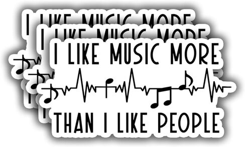 (3 قطع) ملصق I Like Music More Than I Like People ملصق مضحك لزجاجة المياه الساخرة لجهاز Kindle المحمول زجاجة مياه للهاتف المحمول وقبعة صلبة من الفينيل - 3x1.6 in Saudi Arabia