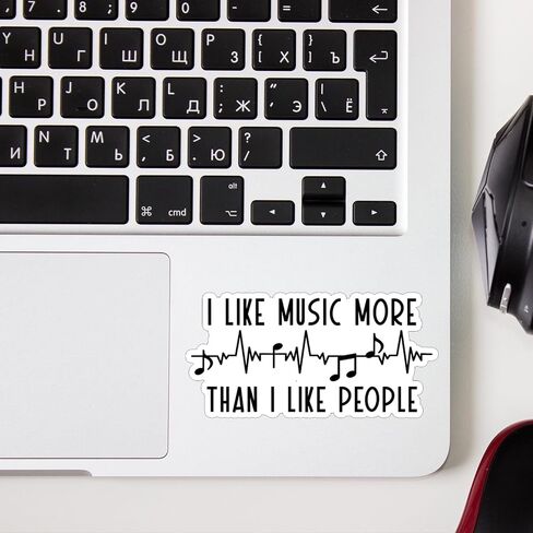 (3 قطع) ملصق I Like Music More Than I Like People ملصق مضحك لزجاجة المياه الساخرة لجهاز Kindle المحمول زجاجة مياه للهاتف المحمول وقبعة صلبة من الفينيل - 3x1.6 in Saudi Arabia