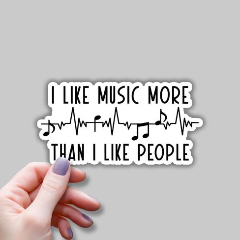 (3 قطع) ملصق I Like Music More Than I Like People ملصق مضحك لزجاجة المياه الساخرة لجهاز Kindle المحمول زجاجة مياه للهاتف المحمول وقبعة صلبة من الفينيل - 3x1.6 in Saudi Arabia