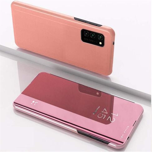 Samsung Galaxy Note 20 Ultra Slim Clear View Flip Bookstyle Protective Case Mirror PU Rose Gold in Kuwait