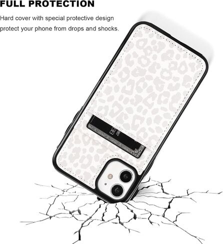 Vaburs Compatible with iPhone 11 Case Wallet with Credit Card Holder, White Leopard Cheetah Pattern Flip Premium PU Leather Magnetic Closure Shockproof Protective Cover 6.1" in Kuwait