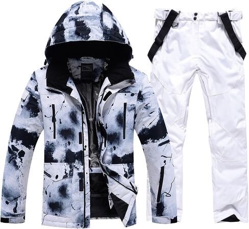 RIUIYELE Men's Ski Jacket and Pants Set Winter Heated Coat Hooded Outdoor Skiing Snowboard Suit for Men in Kuwait