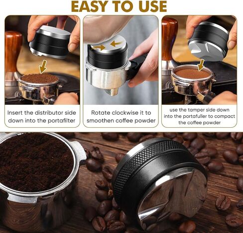 51mm Coffee Distributor & Tamper,Dual Head Coffee Leveler Fits for 51mm Breville Portafilter, Adjustable Depth 6MM Espresso Hand Tampers in Saudi Arabia