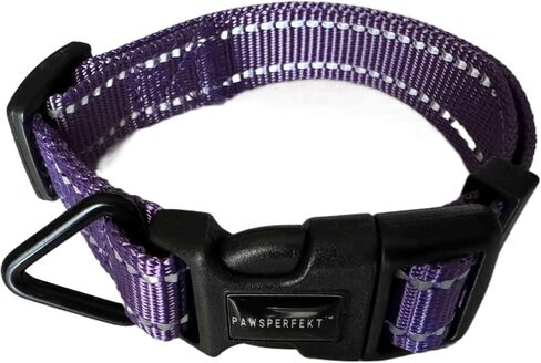 Triangle control red reflective durable Dog collar-Fits very small puppies as well as a larger thick dog-Safety (PURPLE, SMALL) in Saudi Arabia