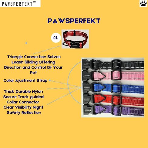 Triangle control red reflective durable Dog collar-Fits very small puppies as well as a larger thick dog-Safety (PURPLE, SMALL) in Saudi Arabia