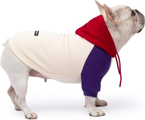 Color Block Dog Hoodie Dog Clothes Extra Warm Fleece Lining Stretchy Fit for Small Medium Large Dogs (Purple Cream, Medium) in Saudi Arabia