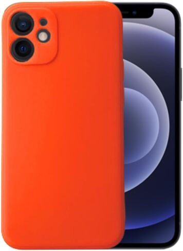 Compatible with iPhone 12 Mini Soft Liquid Silicone Gel Cell Phone Mobile Basic Back Case Cover (Orange) in Saudi Arabia