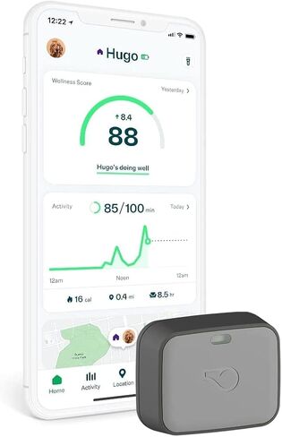 Whistle GO Explore GPS + Health + Fitness Dog Tracker Plus مراقب الصحة واللياقة البدنية، مقاوم للماء، تنبيهات الهروب من مكان آمن، ضوء مدمج، يناسب طوق الكلب، للكلاب التي يبلغ وزنها 25 رطلاً وما فوق، رمادي in Kuwait