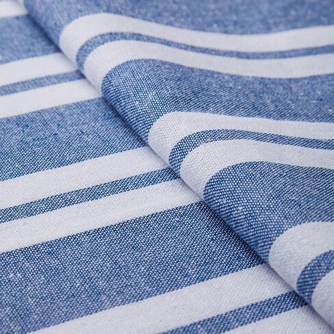 Encasa Cotton Table Runner | Size 13x94 in | Ticking Navy Blue - Machine Washable in Saudi Arabia
