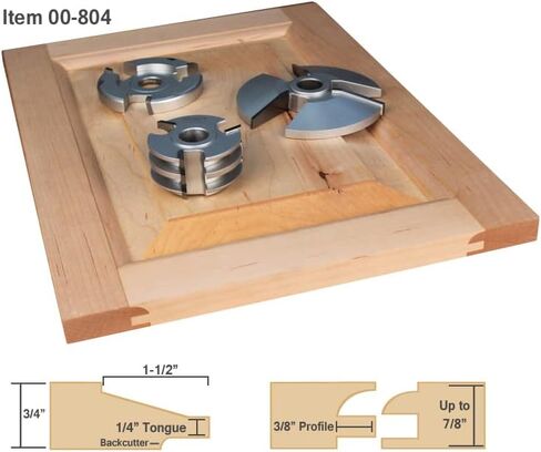 Infinity Cutting Tools 3-Pc. Cabinet Door w/Combo R&S Cutter Shape-Up Shaper Cutter Sets - Ogee in Kuwait