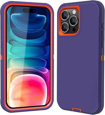 Sansunto for iPhone 15 Pro Max Case, Full Body Protection Heavy Duty Shockproof Military Grade 3 in 1 Silicone Rubber with Hard PC Rugged Durable Phone Cover in Saudi Arabia