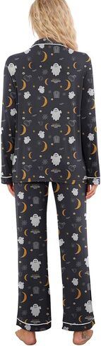 PrinStory Women's Pajamas Set Long Sleeve Sleepwear Casual Loungewear Soft Button Down Pjs Set with Pockets in Kuwait