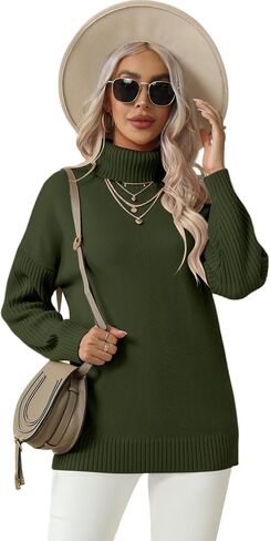 Jouica Women 2023 Fall Casual Turtleneck Batwing Sleeve Chunky Oversized Ribbed Knit Tunic Sweaters Pullover in Saudi Arabia