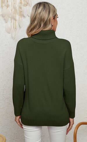 Jouica Women 2023 Fall Casual Turtleneck Batwing Sleeve Chunky Oversized Ribbed Knit Tunic Sweaters Pullover in Saudi Arabia