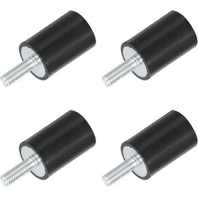 uxcell M6 Thread Rubber Mounts,Vibration Isolators,Cylindrical Shock Absorber with Studs 25 x 20mm 4pcs