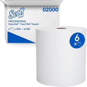 Scott Essential Hard Roll Cleaning Towel, 6 Count (Pack of 1), White