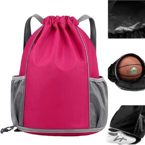 BLIRITEL Drawstring Backpack Sports Gym Bag, Multifunctional Soccer Backpack, Waterproof Soccer Bag for Men Women, String Basketball Bag Football Volleyball Backpack with Ball Compartment