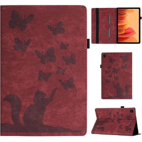 Tablet Case for Samsung Galaxy Tab A7 10.4 Inch (SM-T500/ T505/ T507) Premium PU Leather Convenient Stand Feature Shockproof Protection Flip Cover Butterfly Cat Pattern Case - Purple