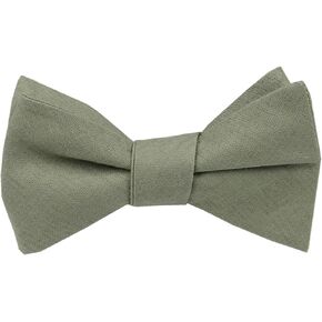Gollate Mens Solid Linen Self Tie Bow Ties - Classic Butterfly Bowties - Wedding Formal Bowtie (Mint Green)