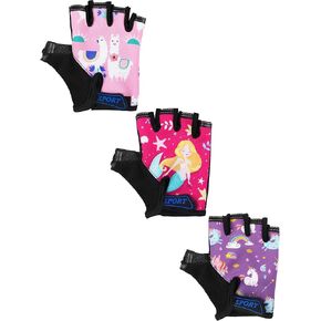 3 Pairs Kids Half Finger Gloves Sport Gloves Non-Slip Gel Gloves for Children Cycling Riding Biking