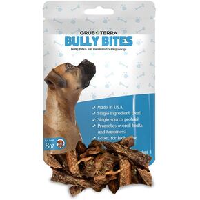 GrubTerra Premium All Natural Salmon Treat, Single Ingredient Dog Treats, Dog Food, Healthy Snacks, Ideal for Dog Training Treats, Bully Sticks for Canine Nutrition 8 oz