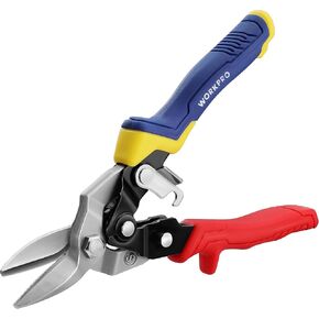 WORKPRO 3 Piece Aviation Tin Snips Set, 8 Inch Metal Cutter Shear for Left, Right and Straight Cut, Cr-V Blade, Ergonomic Handle with Hang Hole & Safety Latch