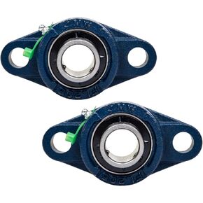 Jeremywell UCFL204-12 Pillow Block Bearing (2 Pack), 3/4 inch Bore, 2-Bolt Flange Mounted, Solid Base, Self-Alignment