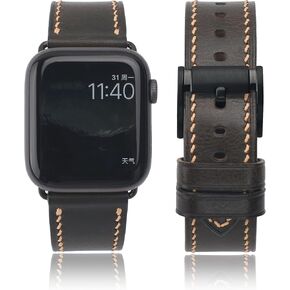 Compatible with Apple Watch Bands Leather Band 38mm/40mm/41mm 42mm/44mm/45mm, Top Layer Full Grain Vintage Leather Strap for Men Women,Genuine Leather Strap Replacement Bands for Apple Watch Series 9/8/7/6/5/4/3/2/1/SE