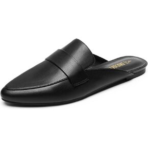 DREAM PAIRS Women's Flat Mules Buckle Pointed Toe Backless Slip on Slides Loafer Shoes