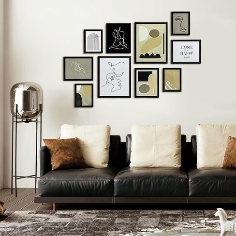 مجموعة إطارات حائط معرض ArtbyHannah المحايدة مكونة من 10 قطع مع مطبوعات فنية بسيطة مزخرفة وإطار صورة مجموعة ديكور فني جداري لتزيين المنزل الحديث، مقاسات متنوعة 6x8 x4، 8x10 x4، 11x14 x2 in Kuwait
