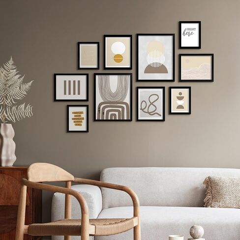 مجموعة إطارات حائط معرض ArtbyHannah المحايدة مكونة من 10 قطع مع مطبوعات فنية بسيطة مزخرفة وإطار صورة مجموعة ديكور فني جداري لتزيين المنزل الحديث، مقاسات متنوعة 6x8 x4، 8x10 x4، 11x14 x2 in Kuwait