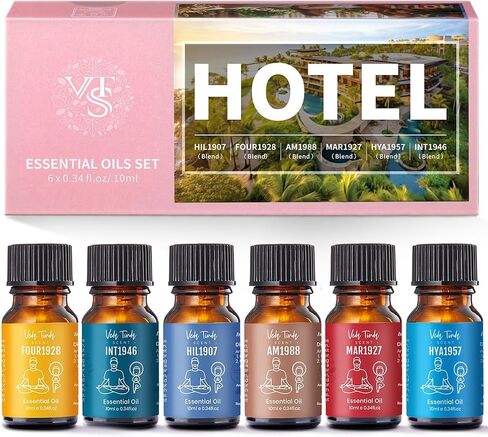 VTS Essential Oils Set (6 x 10ml) - Lavender, Peppermint, Eucalyptus, Tea Tree, Geranium, Rosemary, Aromatherapy Oils Gift Set for Home Diffusers, Skin & Hair Care, Soap & Candle Making, Humidifiers in Saudi Arabia