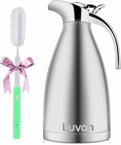 Luvan 27oz 800ml Coffee Pot, Coffee Thermos For Hot Drinks, Small Thermal Coffee Carafe With Press Button Top, 304 18/10 Stainless Steel Coffee Carafe, Double Walled Insulated Vacuum Flask(Black) in Kuwait
