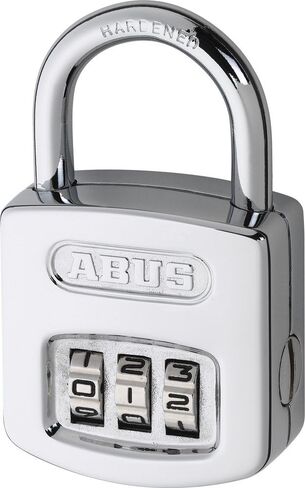 ABUS 160/50 B 160 All Weather Chrome 4 Dial Combination Padlock, Black/Silver in Kuwait