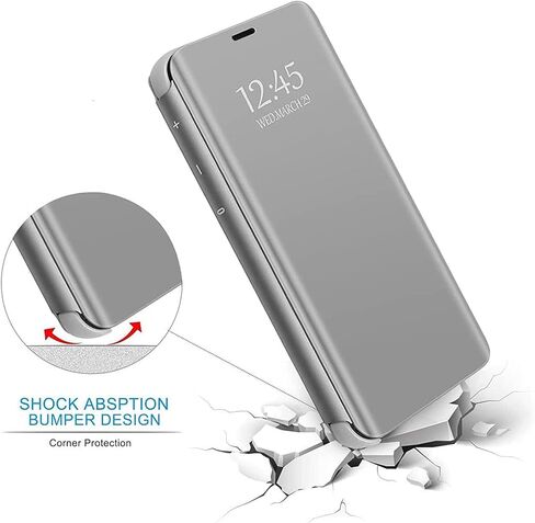 حافظة لهاتف سامسونج جالاكسي Z فولد 4، حافظة هاتف نحيفة مرآة مكياج ذات رؤية واضحة، مع مسند جلد لهاتف سامسونج جالاكسي زد فولد 4 5G، غطاء شفاف فاخر لهاتف سامسونج جالاكسي زد فولد 4 in Kuwait