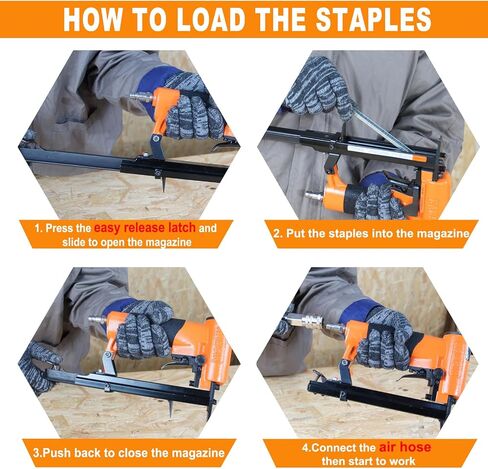 Kamsin KN7116S 22 Gauge Pneumatic Upholstery Stapler Continuous Firing 3/8-Inch Crown  1/4-Inch to 5/8-Inch Leg Length Fine Wire Stapler ,Furniture Stapler for Furniture and Fabric (KN7116S) in Saudi Arabia