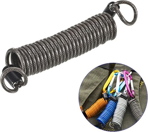 Disc Lock Security Steel Cable - Plastic Coated Spring Reminder Wire Anti-Theft Rope, Apply to Outdoors Protection (2.5mmx1m, Red) in Kuwait