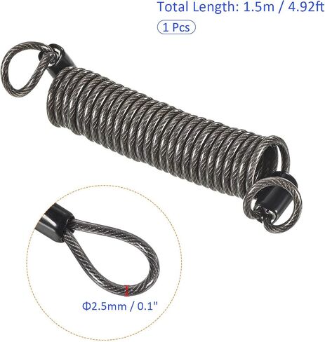 Disc Lock Security Steel Cable - Plastic Coated Spring Reminder Wire Anti-Theft Rope, Apply to Outdoors Protection (2.5mmx1m, Red) in Kuwait