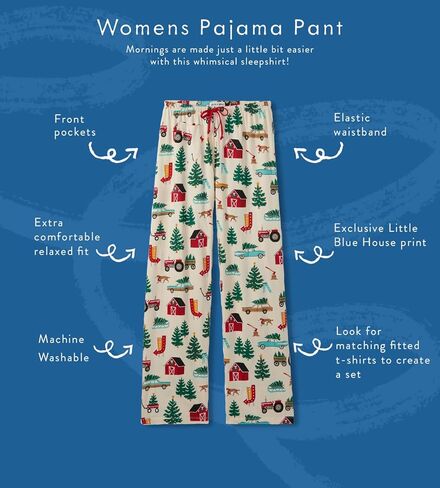 منزل صغير أزرق من Hatley المرأة LBH بيجامة السراويل الكلاسيكية جيرسي بيجامة السراويل in Kuwait