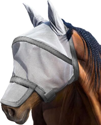 Harrison Howard Maskology Supreme Horse Fly Mask Stellar UV Protection with Detachable Nose Cover Fuchsia Pink M Cob in Saudi Arabia