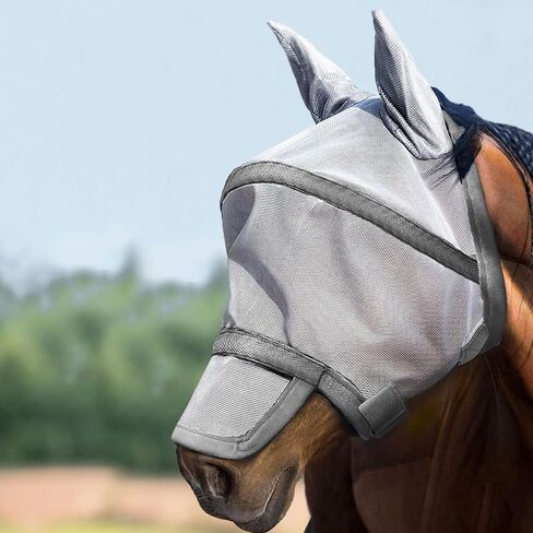 Harrison Howard Maskology Supreme Horse Fly Mask Stellar UV Protection with Detachable Nose Cover Fuchsia Pink M Cob in Saudi Arabia
