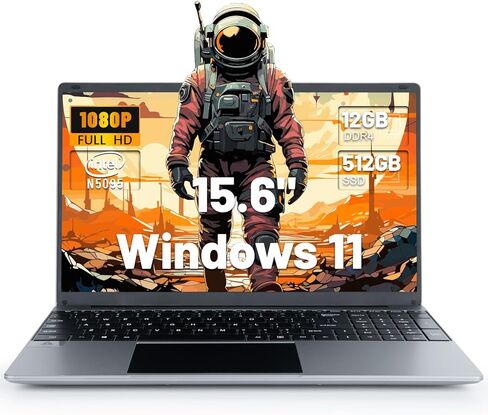 15.6“ Laptop Computer, 12GB RAM, 512 GB SSD, N5095 Quad-Core Processors,1920x1200 Display, Mini-HDMI, 2MP Webcam, Laptop for School, Business. in Kuwait