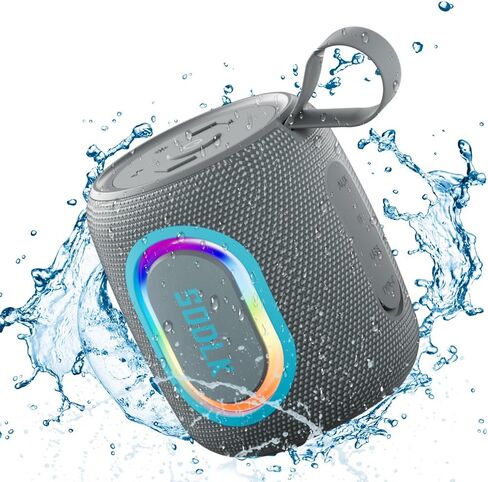 Bluetooth Speakers, Wireless Portable Speaker with RGB Party Light, IPX7 Waterproof, Rich Bass, Stereo Dual Pairing, USB & TF Card & AUX Input (Black) in Saudi Arabia