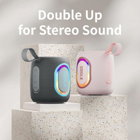 Bluetooth Speakers, Wireless Portable Speaker with RGB Party Light, IPX7 Waterproof, Rich Bass, Stereo Dual Pairing, USB & TF Card & AUX Input (Black) in Saudi Arabia
