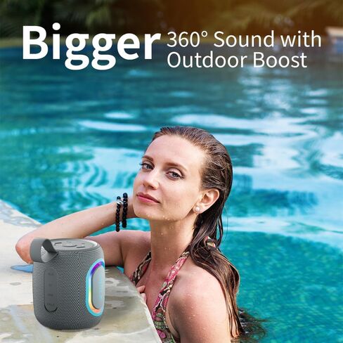 Bluetooth Speakers, Wireless Portable Speaker with RGB Party Light, IPX7 Waterproof, Rich Bass, Stereo Dual Pairing, USB & TF Card & AUX Input (Black) in Saudi Arabia