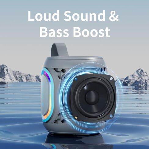 Bluetooth Speakers, Wireless Portable Speaker with RGB Party Light, IPX7 Waterproof, Rich Bass, Stereo Dual Pairing, USB & TF Card & AUX Input (Black) in Saudi Arabia