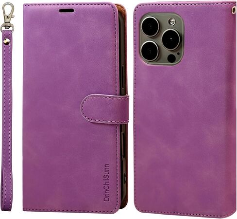 Wallet Case for iPhone 16 Pro with Card Holder and Wrist Strap-Kickstand RFID Blocking-4 Card Slots and Money Pocket-Strong Magnetic Closure-Wallet Flip Cover for iPhone 16 Pro-Pink in Saudi Arabia
